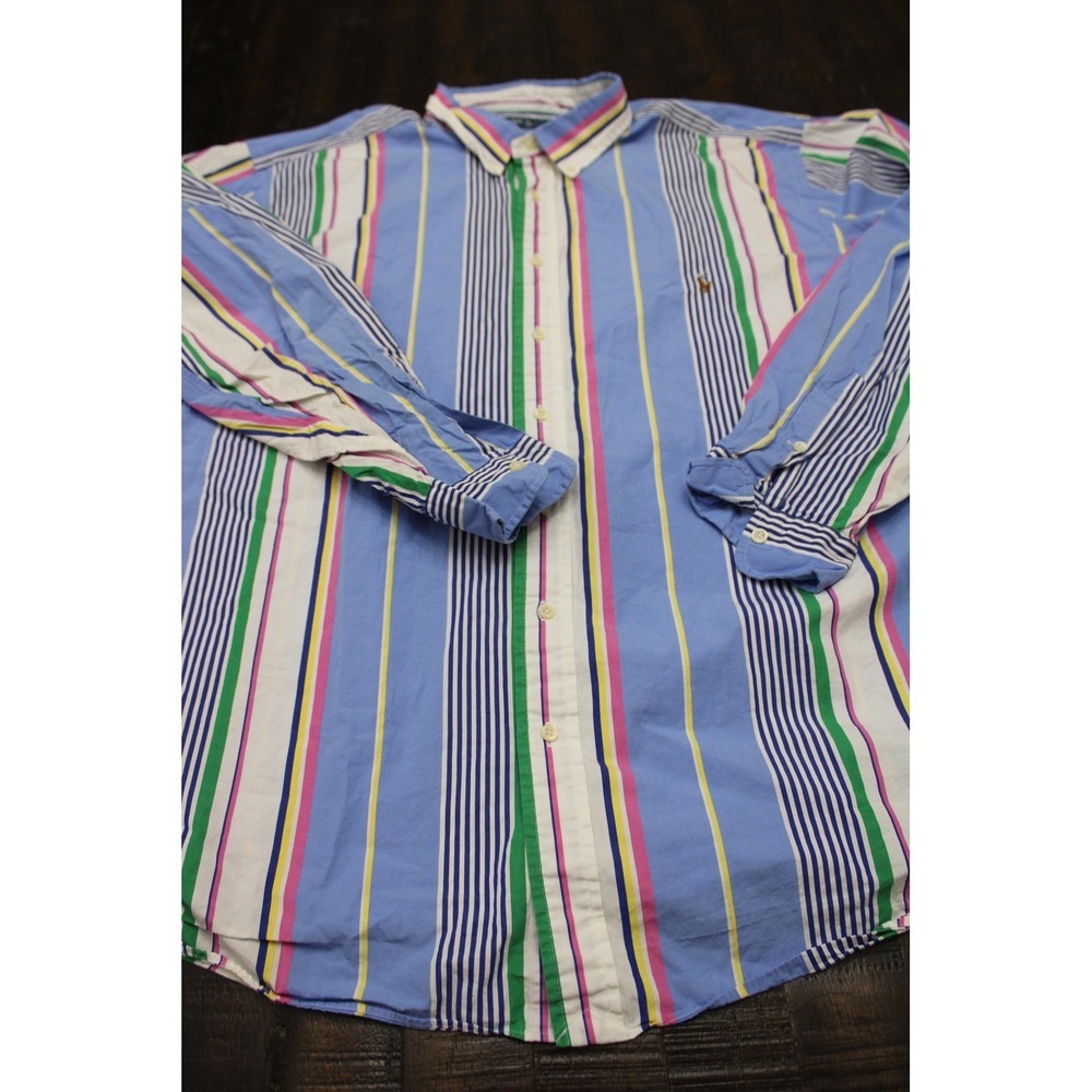 Vintage Ralph Lauren Shirt Mens 3XB Multicolor Stripe Long Sleeve Button Flesh - Picture 2 of 8